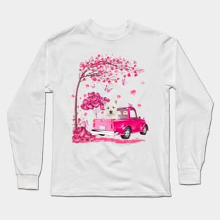 Valentine's Day Love Pickup Truck West Highland White Terrier Long Sleeve T-Shirt